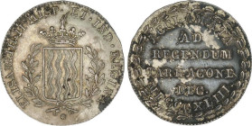 Medalla Mayoría de edad. 1843. TARRAGONA. AR. Ø 26 mm. Pátina oscura en reverso. ESCASA. He-18; V-794; VQ-13426. EBC-.