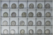 Lote 24 monedas 2 Pesetas. 1883. GOBIERNO PROVISIONAL y ALFONSO XII. A EXAMINAR. BC+ a MBC.
