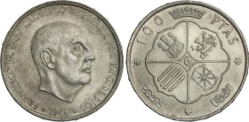 100 Pesetas. 1966 (*19-69). Palo recto. (Leves marquitas). EBC+.