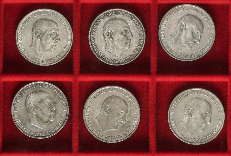 Lote 6 monedas 100 Pesetas. 1966 (*19-66 a 70). Estrellas *66 a *70, incluye 2 m...