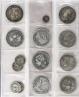 Lote 13 monedas 1 real a 5 Pesetas. 1863 a 1933. ISABEL II a II REPÚBLICA. Incluye 1 Real 1863 Madrid, 50 Céntimos 1904, 5 monedas 1 Peseta 1882, 1891...