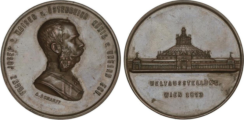 Medalla. 1873. FRANZ JOSEF I. EXPOSICIÓN MUNDIAL DE VIENA. Anv.: FRANZ JOSEF I K...