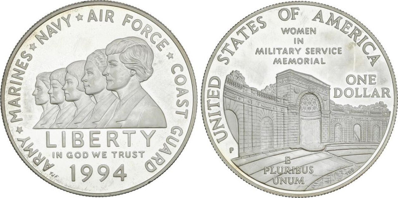 1 Dollar. 1994-P. PHILADELPHIA. 26,66 grs. AR. Memorial a las Mujeres en las Fue...