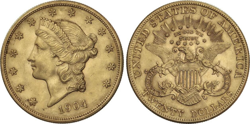 20 Dollars. 1904. 33.38 grs. AU. Liberty Head. (Leves rayitas). Fr-177; KM-74.3....