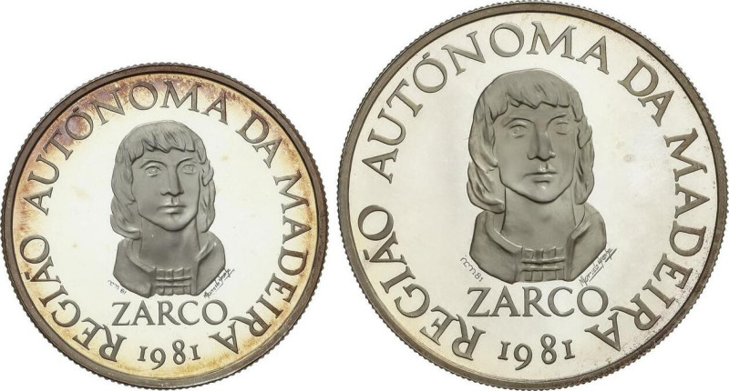 Set 2 monedas 25, 100 Escudos. 1981. 11 y 16,50 grs. AR. Autonomia. Tirada máxim...