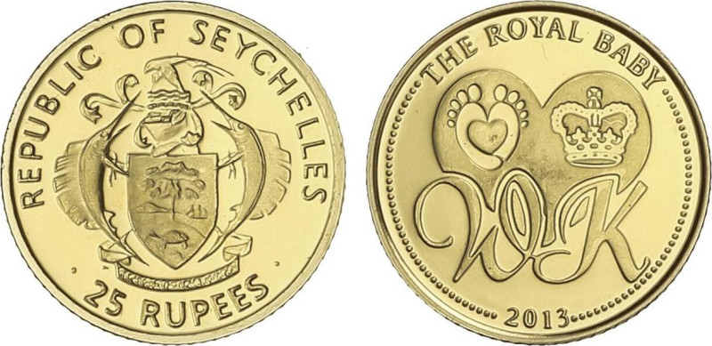 25 Rupees. 2013. 0,50 grs. AU. The Royal Baby. Príncipe George. En estuche origi...