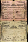 Lote 2 billetes 200 y 500 Reales de Vellón. 1 Enero 1853. JUNTA DE MONEDA DE BARCELONA. (Roturas, manchitas). RARÍSIMOS. Ed-99, 100; LB-14B, 15B. BC+....