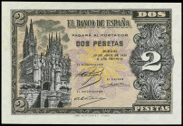 2 Pesetas. 30 Abril 1938. Catedral de Burgos. Serie M. Ed-429a. SC-.
