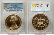 Victoria gilt copper-nickel Proof Piefort INA Retro Fantasy "Sydney - New South Wales" Crown 1851-Dated (2008) PR67 PCGS, KM-X Unl. Young Gothic bust....