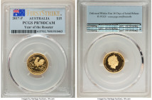 Elizabeth II gold Proof "Year of the Rooster" 15 Dollars 2017-P PR70 Deep Cameo NGC, Perth mint, KM-Unl. Lunar issue. First Strike. 

HID09801242017

...