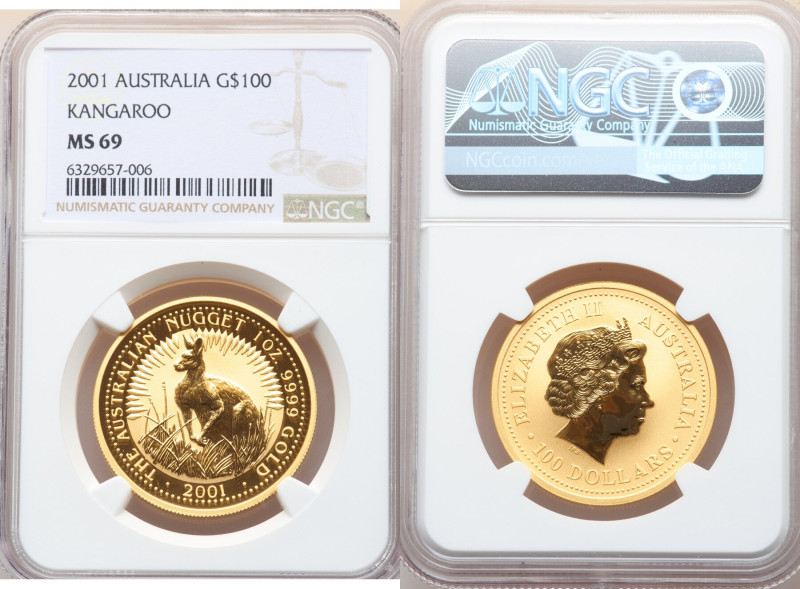 Elizabeth II gold "Kangaroo" 100 Dollars 2001 MS69 NGC, KM693. 

HID09801242017
...