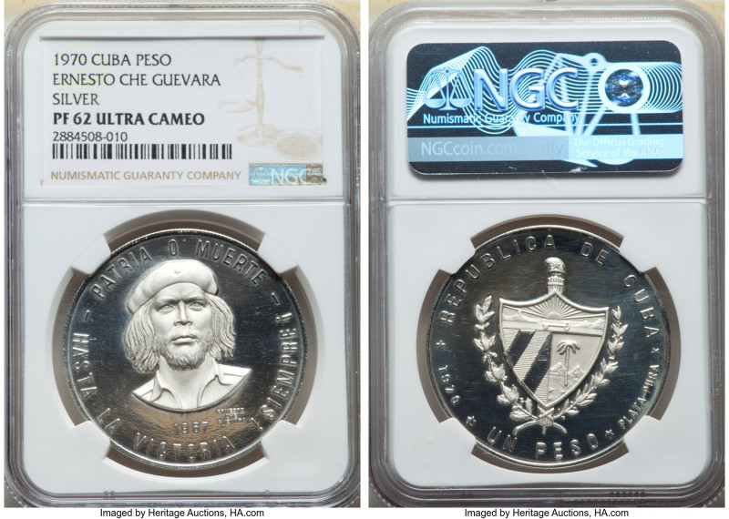 Republic silver Proof "Ernesto Che Guevara" Peso 1970 PR62 Ultra Cameo NGC, KM-X...