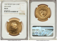 Republic 5-Piece Certified gold Piefort "Jose Marti" Set 1990 MS69 NGC, 1) 100 Pesos, KM-P51 2) 50 Pesos, KM-P46 3) 25 Pesos, KM-P44 4) 15 Pesos, KM-P...
