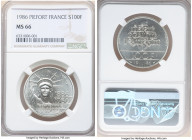 Republic silver Piefort 100 Francs 1986-(a) MS66 NGC, Paris mint, KM-P972. 

HID09801242017

© 2022 Heritage Auctions | All Rights Reserved