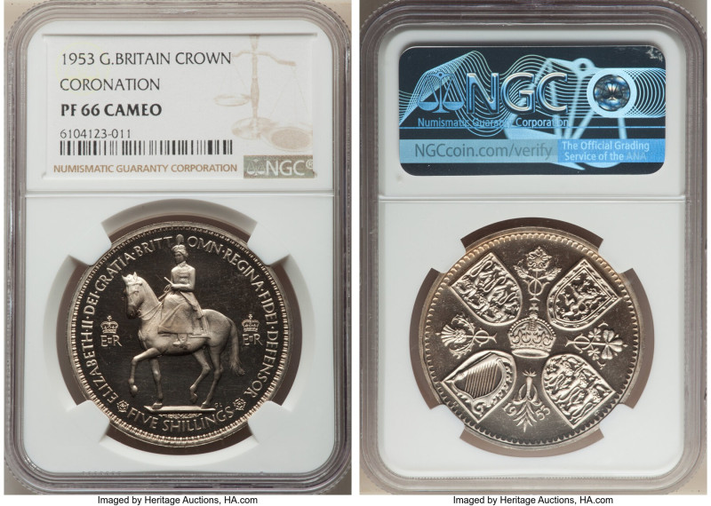 Elizabeth II Proof "Coronation" Crown 1953 PR66 Cameo NGC, KM894. 

HID098012420...