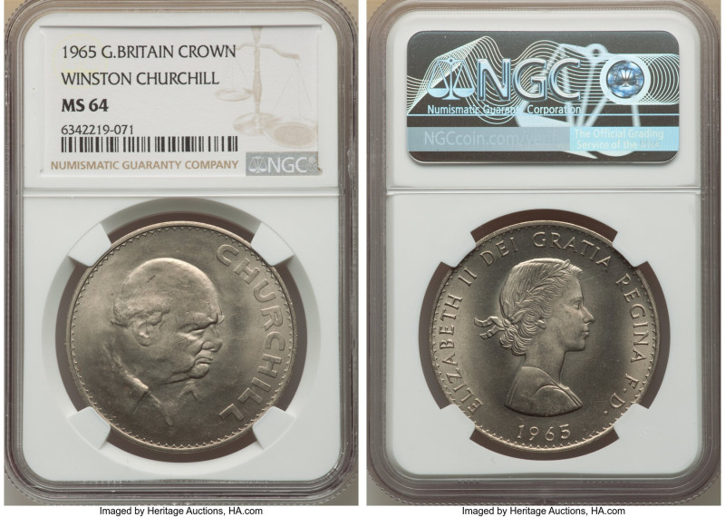 Elizabeth II "Winston Churchill" Crown 1965 MS64 NGC, KM910. 

HID09801242017

©...