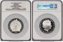 Elizabeth II silver Proof High-Relief "Britannia" 10 Pounds (5 oz) 2014 PR70 Ultra Cameo NGC, KM-Unl., S-BSH2. Limited Edition Presentation Mintage: 7...