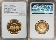 South Korea. Republic gold Proof "Seoul Olympics - Folk Dancing" 25000 Won 1986 PR69 Ultra Cameo NGC, KM58. Accompanied by original case of issue and ...