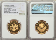 South Korea. Republic gold Proof "Seoul Olympics - Fan Dancing" 25000 Won 1987 PR68 Ultra Cameo NGC, KM64. Accompanied by original case of issue and C...