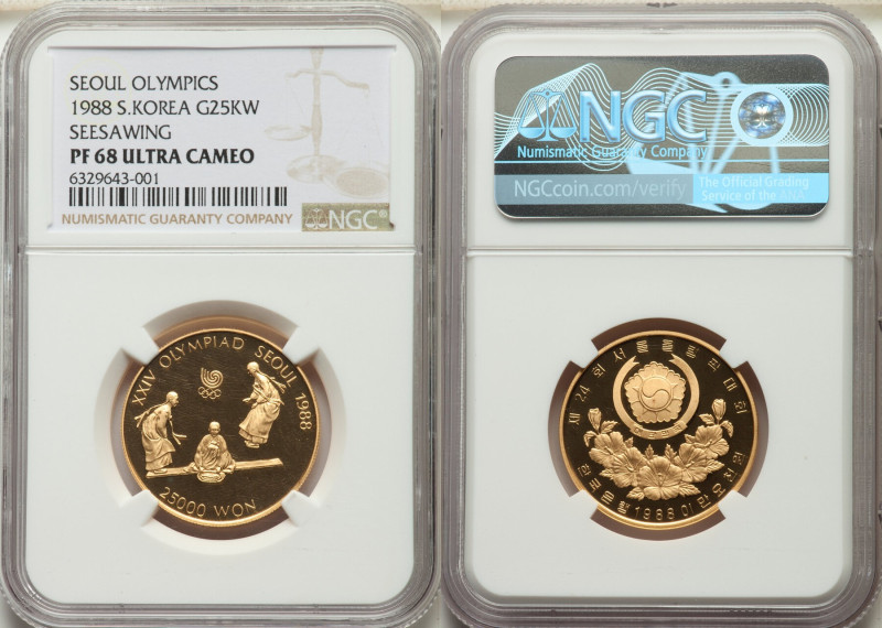 South Korea. Republic gold Proof "Seoul Olympics - Seesawing" " 25000 Won 1988 P...