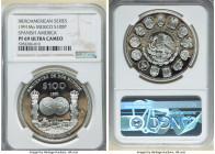 Estados Unidos 5-Piece Lot of Certified silver Proof "Iberoamerican" Assorted Issues PR69 Ultra Cameo NGC, 1) "Spanish America" 100 Pesos 1991-Mo 2) "...