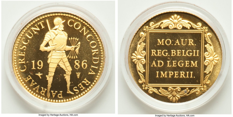 Beatrix gold Proof Ducat 1986 UNC, KM190.2. First year of type. Struck to commem...