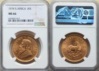 Republic gold Krugerrand 1974 MS66 NGC, KM73. 

HID09801242017

© 2022 Heritage Auctions | All Rights Reserved