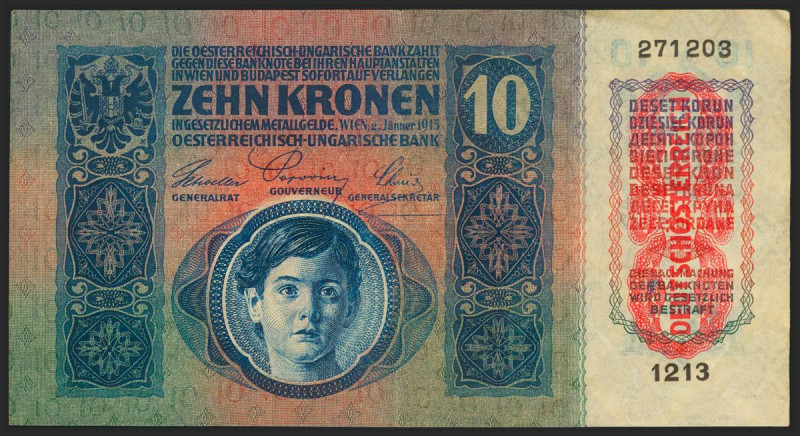 AUSTRIA. 10 Kronen. 1915 (1919). (Pick: 51a). Very Fine.