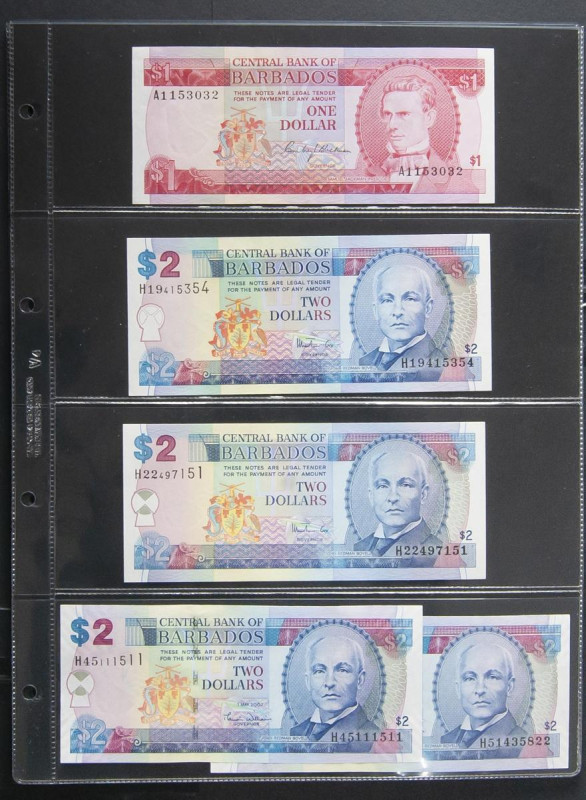 BARBADOS. Interesting set of 16 banknotes. Uncirculated to About Uncirculated. T...