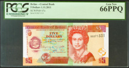 BELIZE. 5 Dollars. 1 September 2011. (Pick: 67e). PCGS66PPQ.