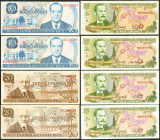Set of 8 Costa Rican correlative pairs banknotes of different issues. TO EXAMINE.