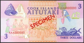 COOK ISLAND. 3 Dollars. 1992. SPECIMEN. (Pick: 7s). Extremely Fine.