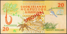 COOK ISLANDS. 20 Dollars. 1992. SPECIMEN. (Pick: 20s). UNCIRCULATED.