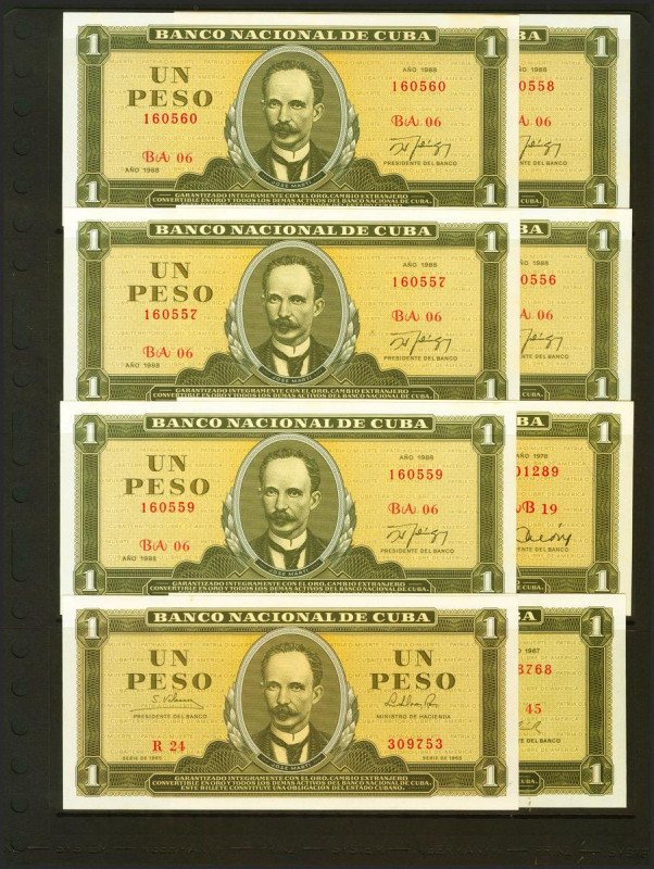 Beautiful Banco Nacional of Cuba set of one 1 Peso and 5 Pesos of different issu...