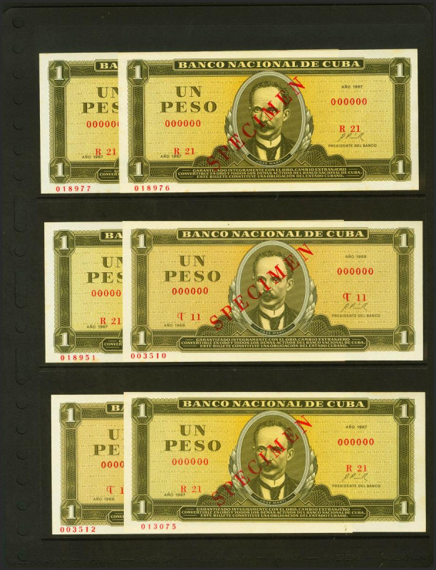 Beautiful Banco Nacional of Cuba set of one 1 Peso and 5 Pesos of different issu...