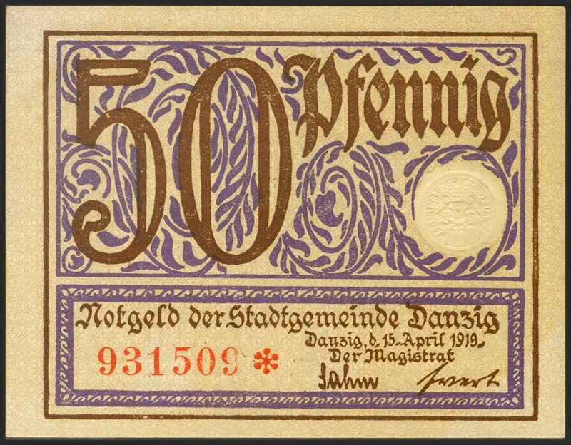 DANZIG. 50 Pfennig. 1919. (Pick: 11). Uncirculated.