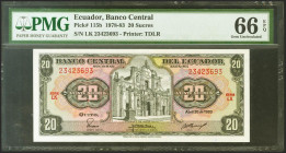 ECUADOR. 20 Sucres. 20 April 1983. Serie LK. (Pick: 115a). PMG66EPQ.