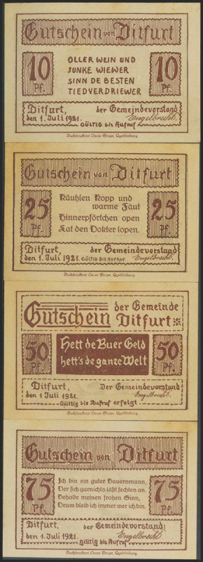 GERMANY. NOTGELD (DITFURT). Complete set of 4 banknotes: 10 Pfennig, 25 Pfennig,...