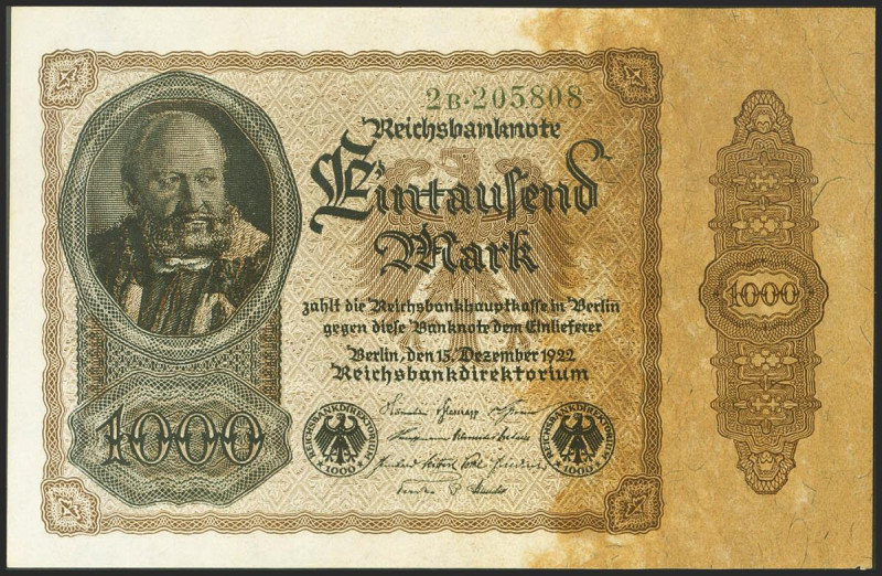 GERMANY. 1000 Mark. 1922. (Pick: 82a). About Uncirculated.