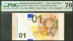 GERMANY. 01 Unit. 2013. SPECIMEN and EURO TEST NOTE. (Pick: Unlisted). SC. PMG70EPQ*