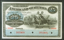 GUATEMALA. 25 Pesos. (1918ca). SPECIMEN. (Pick: S118). About Uncirculated.