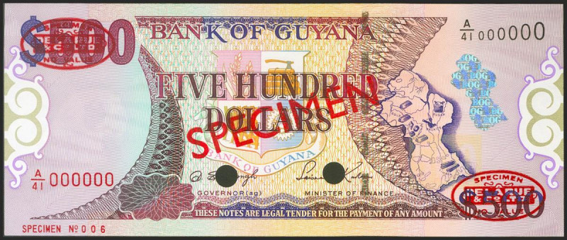 GUAYANA. 500 Dollars. (2002ca). SPECIMEN. (Pick: 34). Extremely Fine.