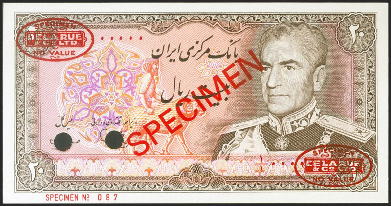 IRAN. 20 Rials. 1974. SPECIMEN. (Pick: 100s). Uncirculated.