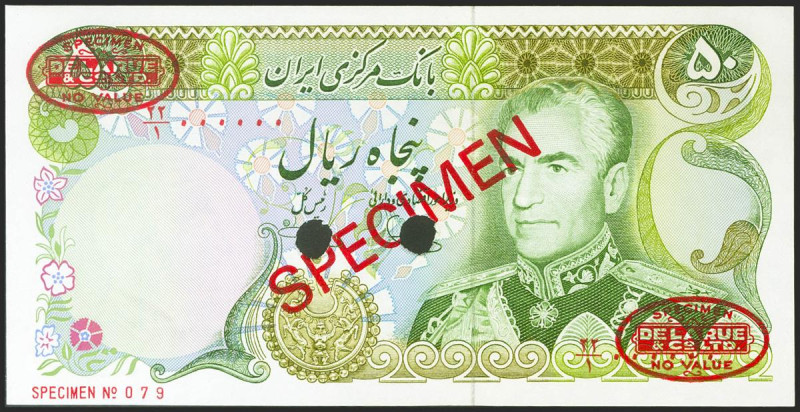 IRAN. 50 Rials. 1974. SPECIMEN. (Pick: 101s). Uncirculated.