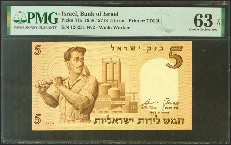 ISRAEL. 5 Lirot. 1958. (Pick: 31a). PMG63EPQ.