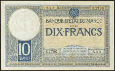 MOROCCO. 10 Francs. 6 March 1941. (Pick: 17b). Spots rust. Very Fine+.