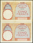 MOROCCO. 5 Francs (2). (1941ca). 24 July 1941 and 14 November 1941. (Pick: 23Ab). Spots rust. Very Fine.