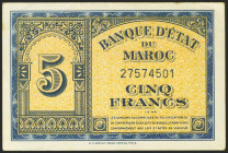 MOROCCO. 5 Francs. 1 August 1943. (Pick: 24). Spots rust. Extremely Fine.