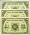 MOROCCO. Group of 3 correlative banknotes of 10 Francs. 1 May 1943. (Pick: 25a). Spots rusts. Extremely Fine-.