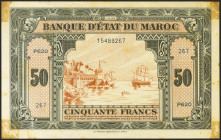 MOROCCO. 50 Francs. 1 March 1944. (Pick: 26). Rusts and mounted. Extremely Fine.